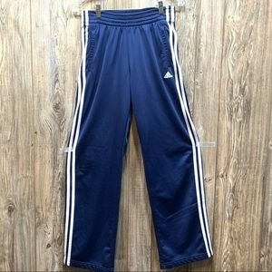 Adidas blue with white stripes wind pants